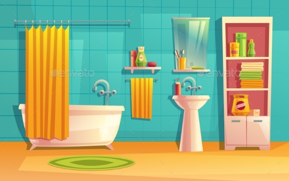 Vector Bathroom Interior - Man-made Objects Objects