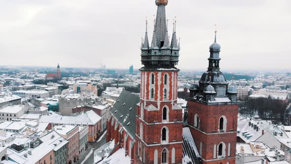 Aerial View of Old City Center And Adam Mickiewicz Monument St alt