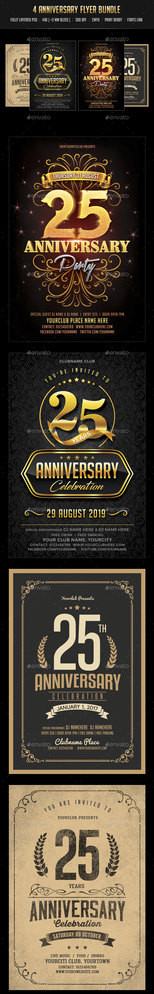 Anniversary Flyer Bundle - Clubs & Parties Events