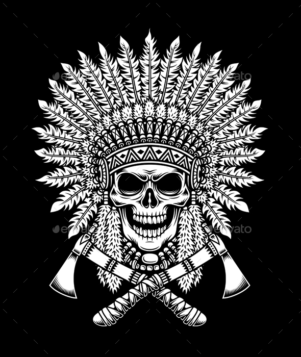Indian Headdress Skull Tattoo by Melissa Ferranto: TattooNOW