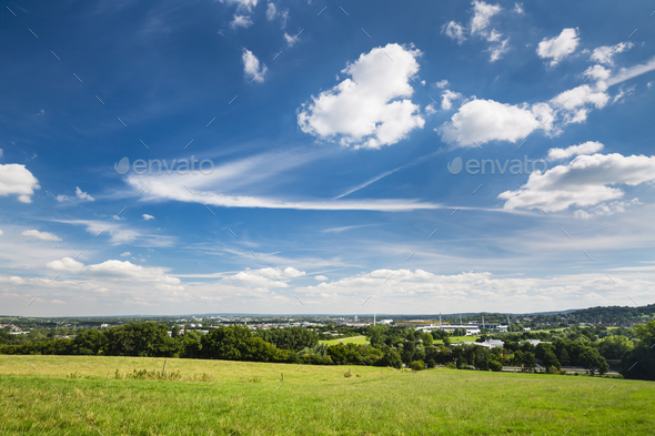 Aachen Overview With Deep Blue Sky - Stock Photo - Images