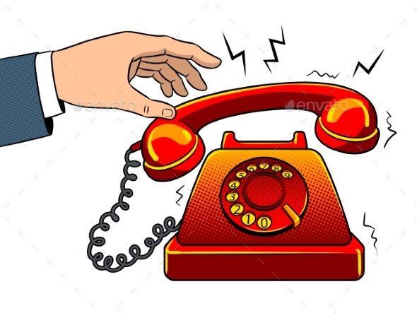 Red Hot Old Phone Pop Art Vector Illustration - Miscellaneous Vectors