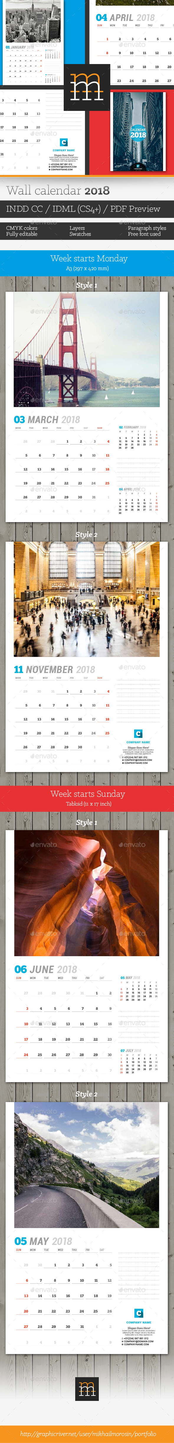 Wall Calendar 2018 - Calendars Stationery