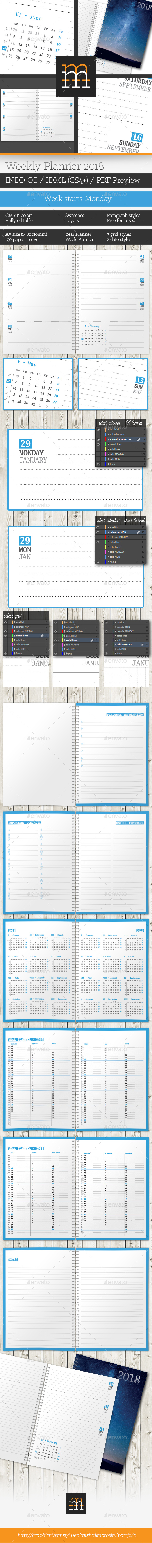 Weekly Planner 2018 - Calendars Stationery