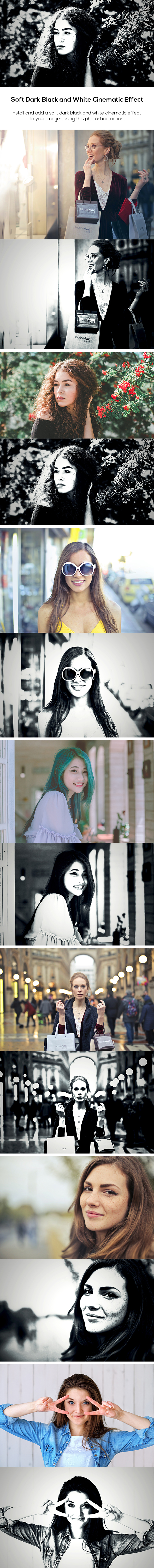 Soft Dark Black and White Cinematic Effect - Photo Effects Actions