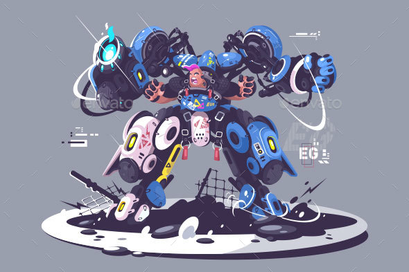 Brutal Guy in Combat Exoskeleton - Miscellaneous Vectors