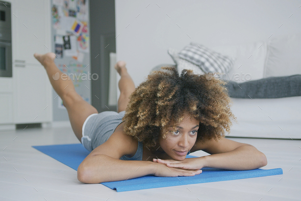 Seriou woman concentrated on workout