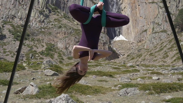 Anti-gravity Yoga in the Mountains