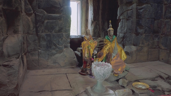 Temporary Altar in Angkor Wat Temple Replacing Ruied One