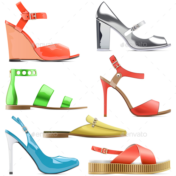 Vector Female Summer Shoes - Retail Commercial / Shopping