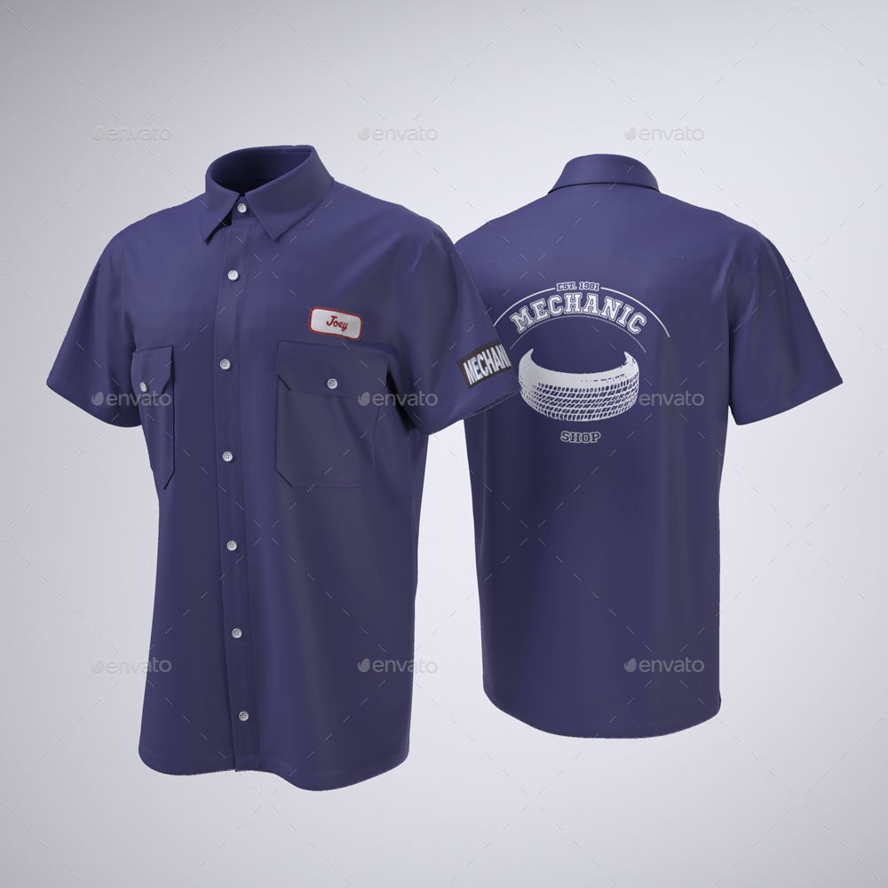 Download Work Shirt With Short Sleeves Mock Up By Sanchi477 Graphicriver