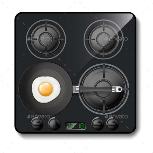 Vector Realistic Gas Stove - Man-made Objects Objects