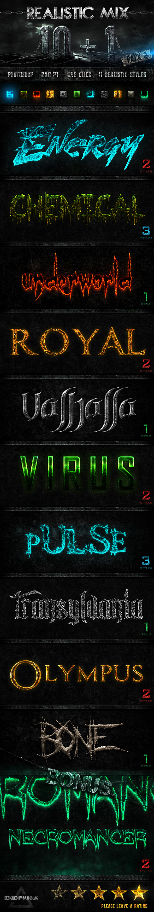 10+1 Realistic Styles Pack #2 - Text Effects Styles