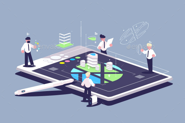 Create Graphic Design Building Using Tablet - Miscellaneous Vectors