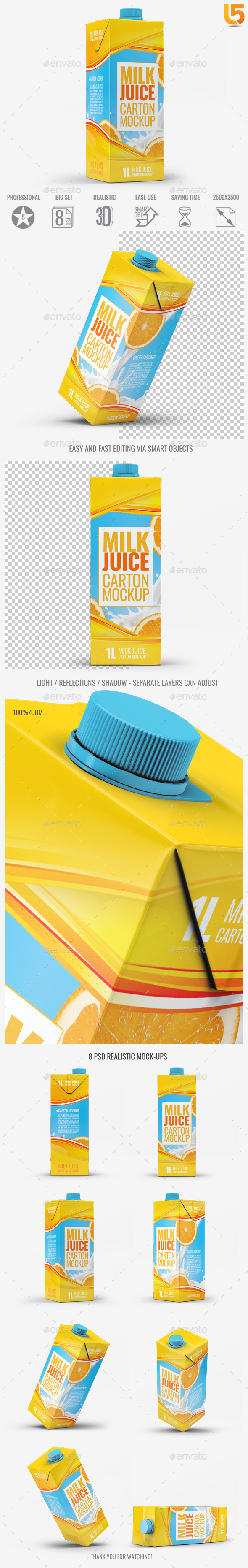 Milk or Juice Carton Mock-Up v.1 - Food and Drink Packaging
