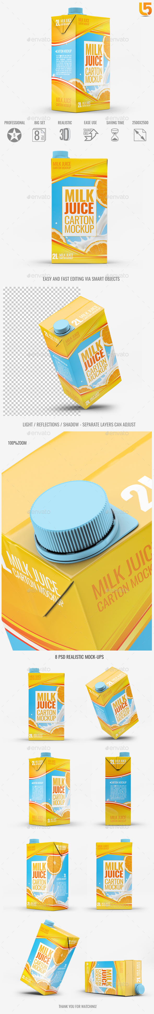 Milk or Juice Carton Mock-Up v.2 - Food and Drink Packaging