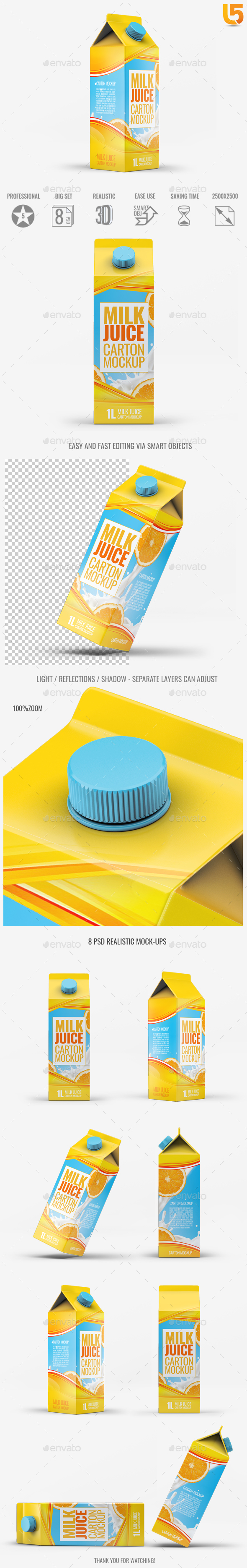 Milk or Juice Carton Mock-Up v.3 - Food and Drink Packaging
