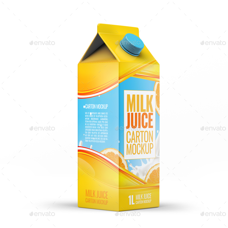 Milk or Juice Carton Mock-Up v.3, Graphics | GraphicRiver