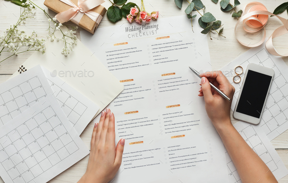 Bridal background with planner checklist - Stock Photo - Images