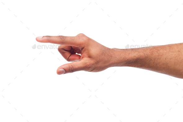 Male hand measuring something, cutout, gesture - Stock Photo - Images