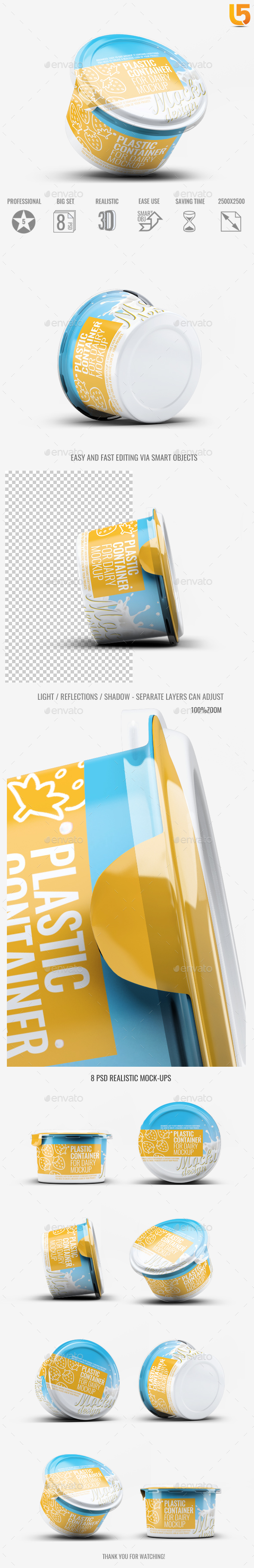 Plastic Container for Dairy Mock-Up - Food and Drink Packaging