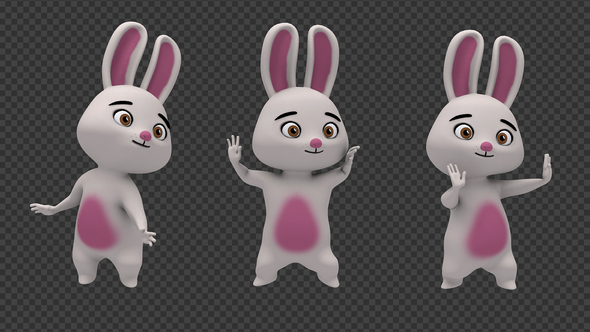 Happy Easter Bunny Cartoon Character Dance (3-Pack)