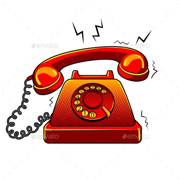 Red Hot Old Phone Pop Art Vector Illustration - Miscellaneous Vectors