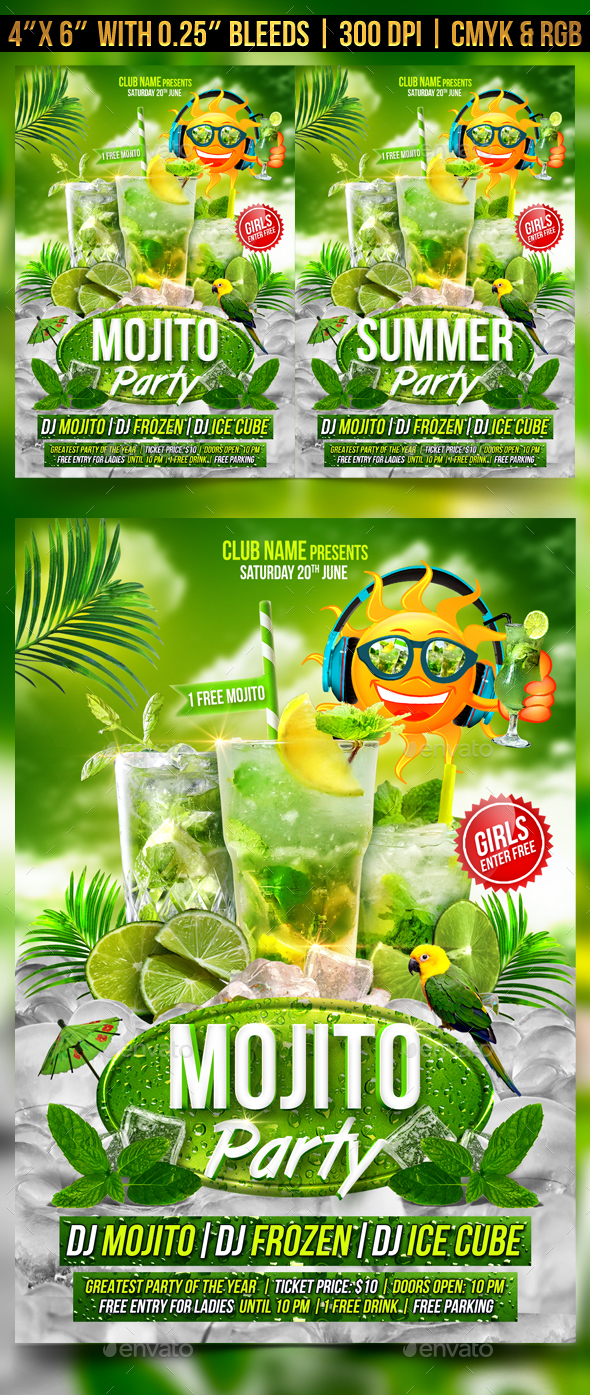 Mojito Party Flyer Template - Clubs & Parties Events