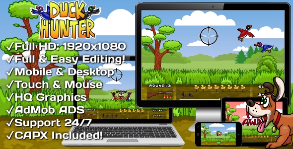 Duck Hunter - HTML5 Game + Mobile Version! (Construct 3 | Construct 2 | Capx) - 9
