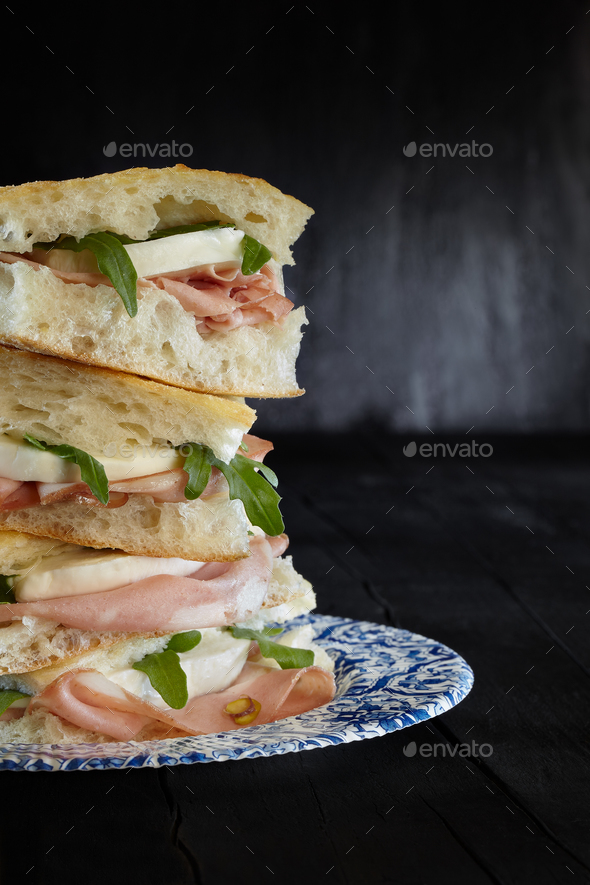 Sandwich Pizza Mortadella Mozzarella Stock Photo by CorinaDanielaObertas