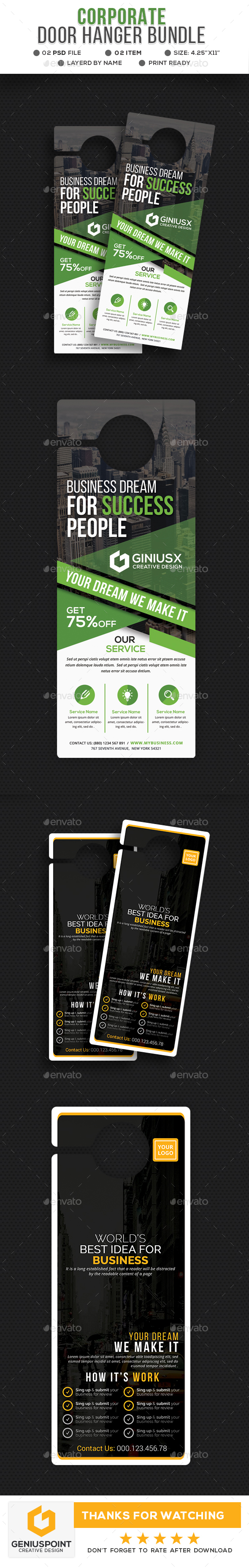 Corporate Door Hanger Bundle - Miscellaneous Print Templates