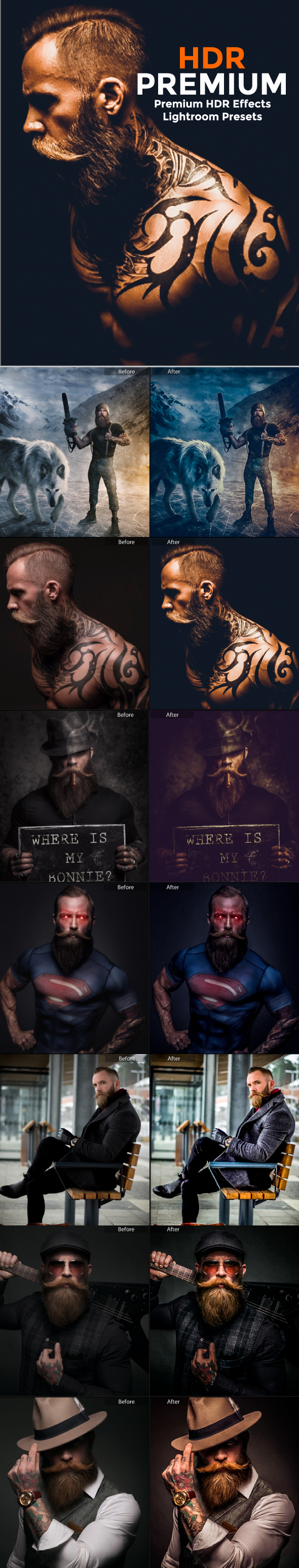 6 Premium HDR Lightroom Presets - Portrait Lightroom Presets
