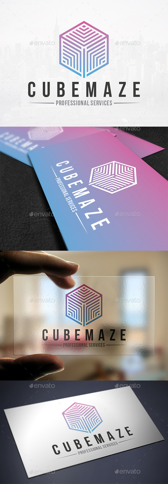 Hexa Cube Maze Logo - Vector Abstract