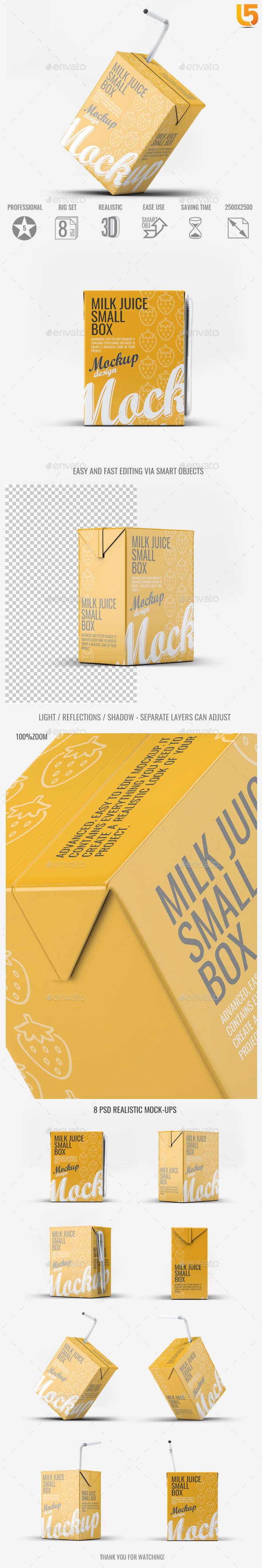 Milk or Juice Small Box Mock-Up - Food and Drink Packaging