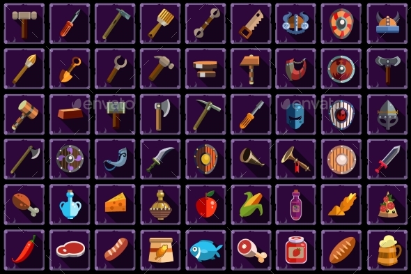 Vector Set of Items for Online Mobile - Man-made Objects Objects
