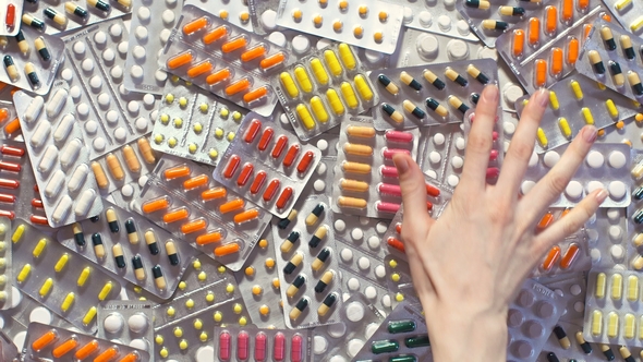 Many Pills and Tablet. A Lot of Medicinal Drugs. Medication Capsule Color Background. Medicament. alt