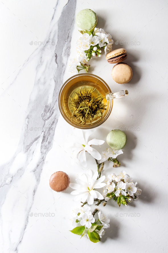 Tea with spring flowers - Stock Photo - Images