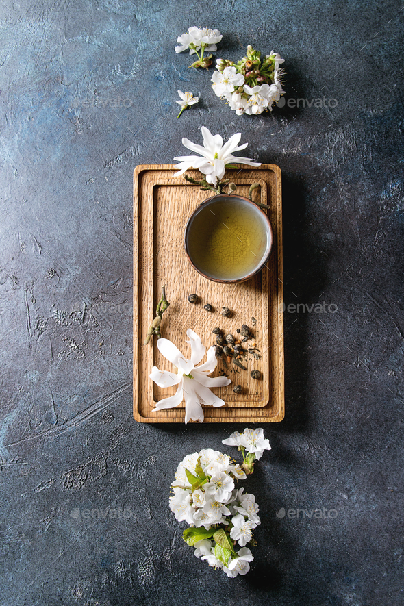 Tea with spring flowers
