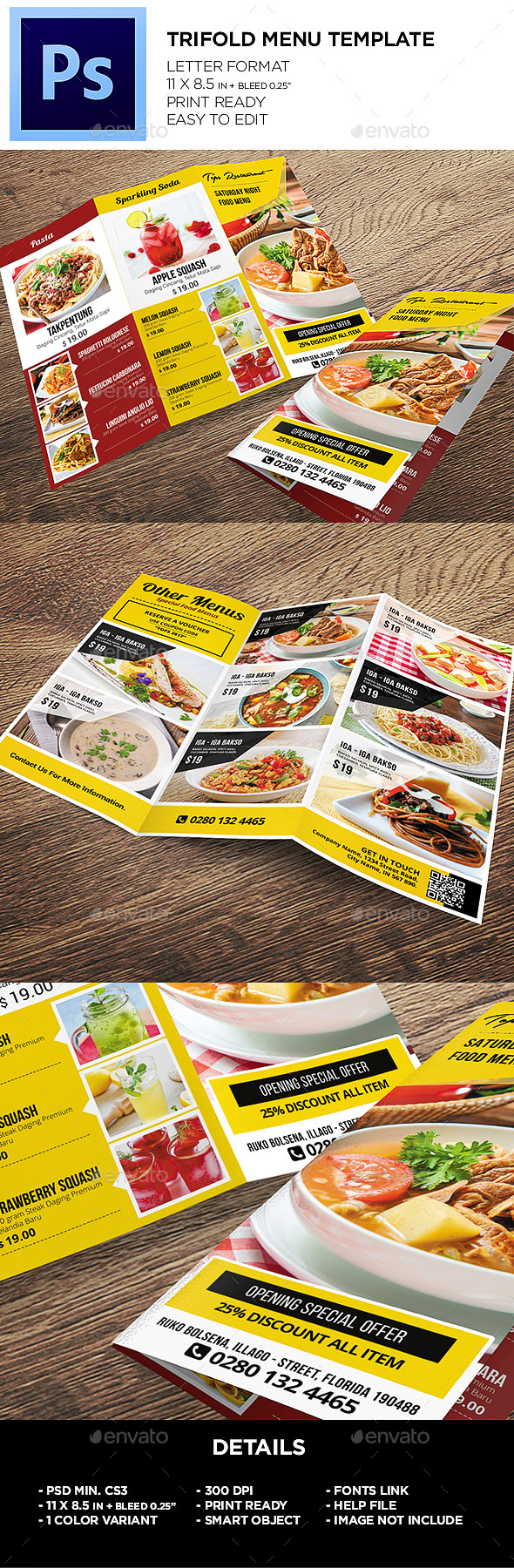 menu trifold
