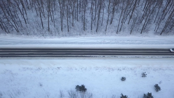 Car Driving Through Winter Forest Road, Stock Footage | VideoHive