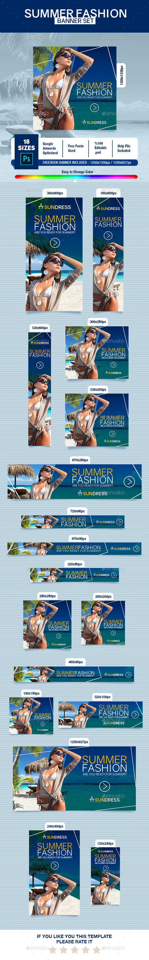 Summer Fashion Banner - Banners & Ads Web Elements