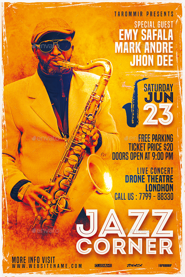 Jazz Corner Flyer, Print Templates GraphicRiver