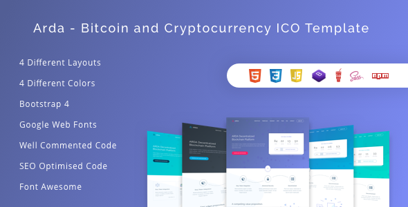 Arda - Bitcoin and Cryptocurrency ICO HTML Template