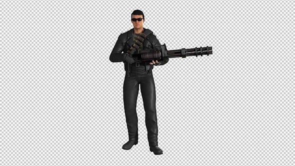 Man with a Rifle Looks Around alt