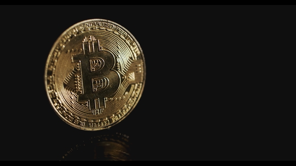 Crypto Currency Bitcoin Coins. Black on Background alt