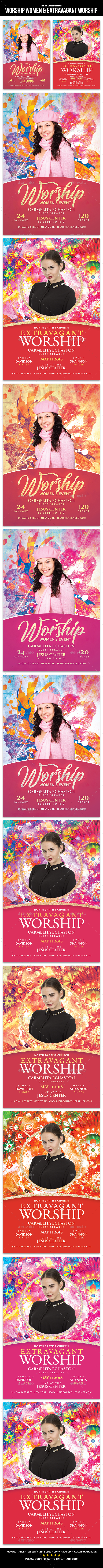 Worship Women & Extravagant Worship Flyer - Church Flyers
