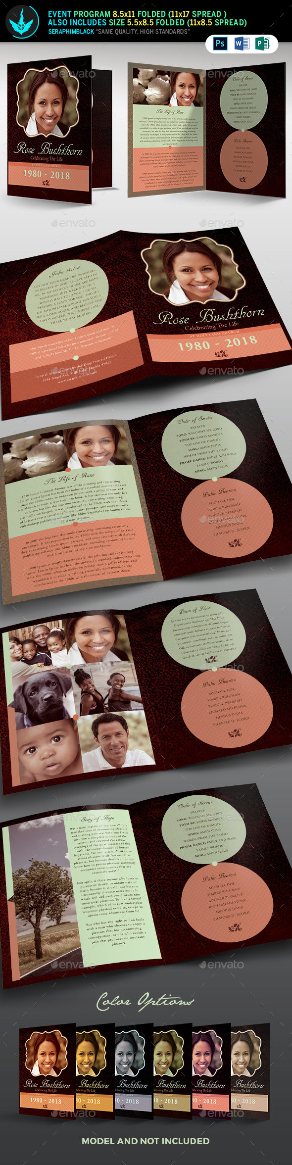 Leather Funeral Program Template 2 - Informational Brochures