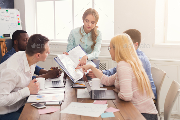 Business meeting. Young team in modern office - Stock Photo - Images