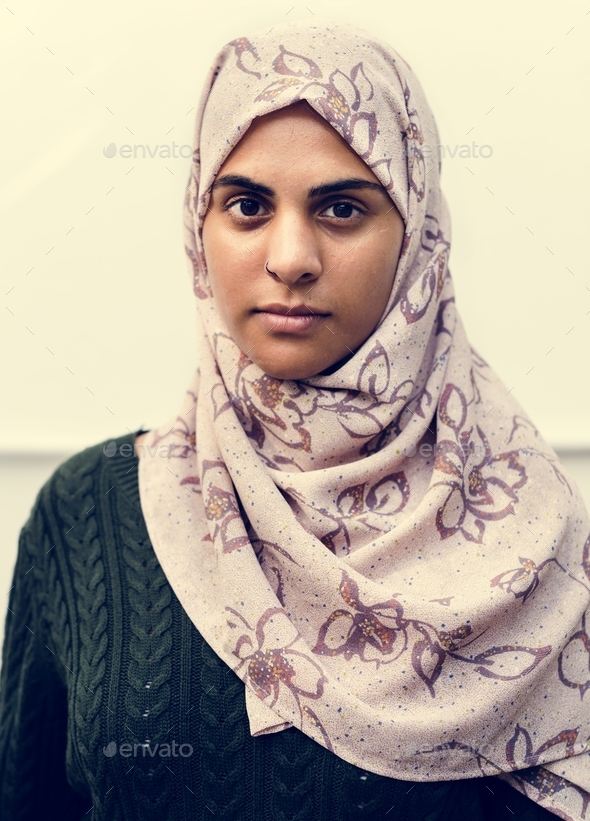 A cheerful Muslim woman - Stock Photo - Images