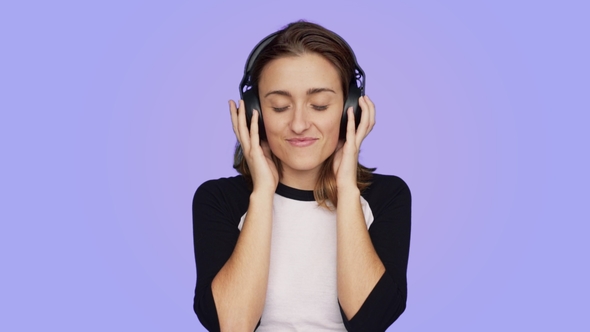 Beautiful Hipster Woman Listens To Music